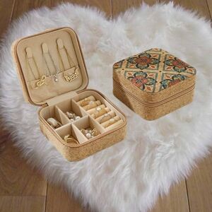 Mini Travel Jewelry Organizer with Zipper for Earrings, Rings, etc.